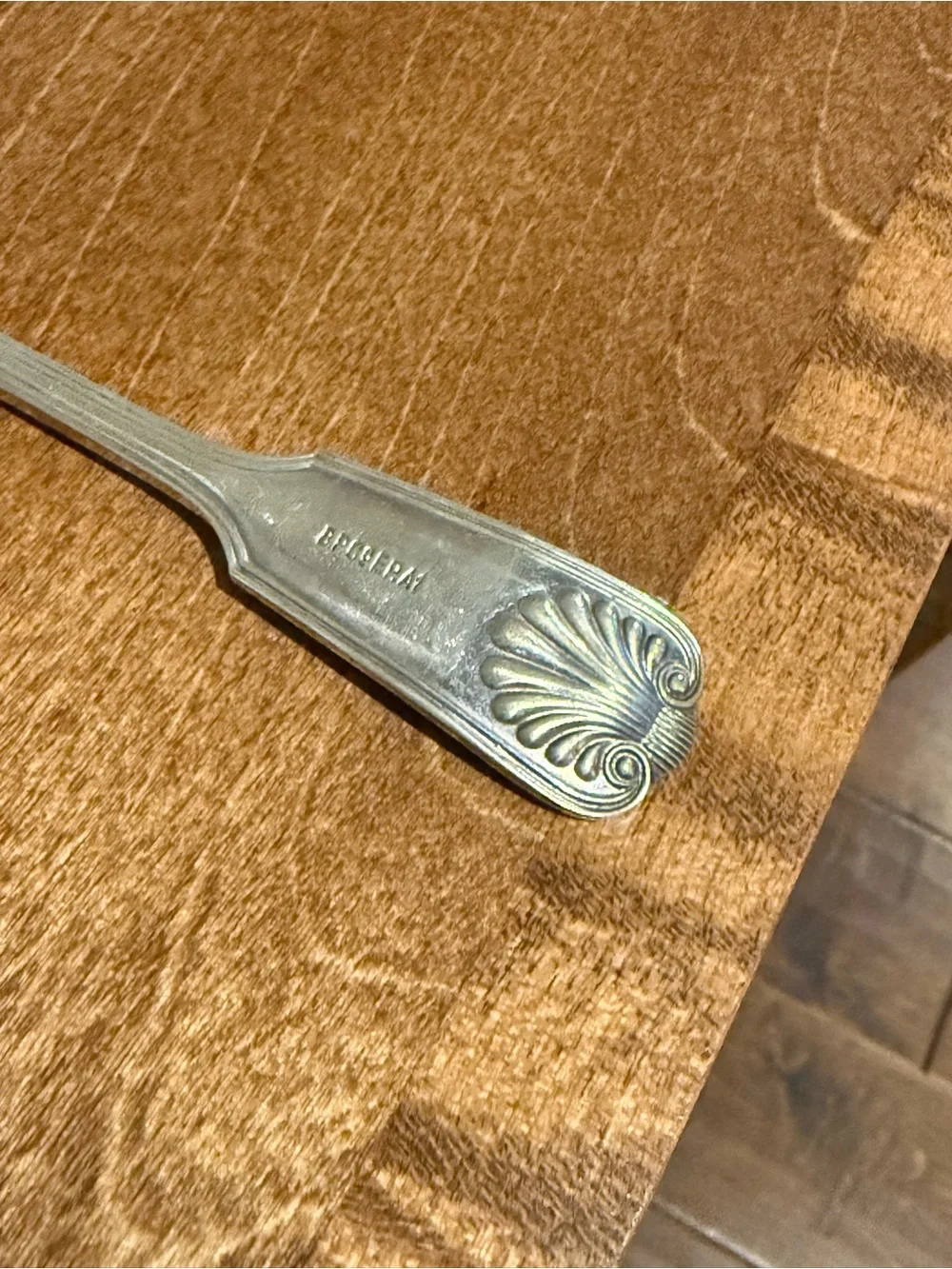 Victorian Silverplate Serving Spoon Ornate Fruit Floral Berry Pattern - Marked